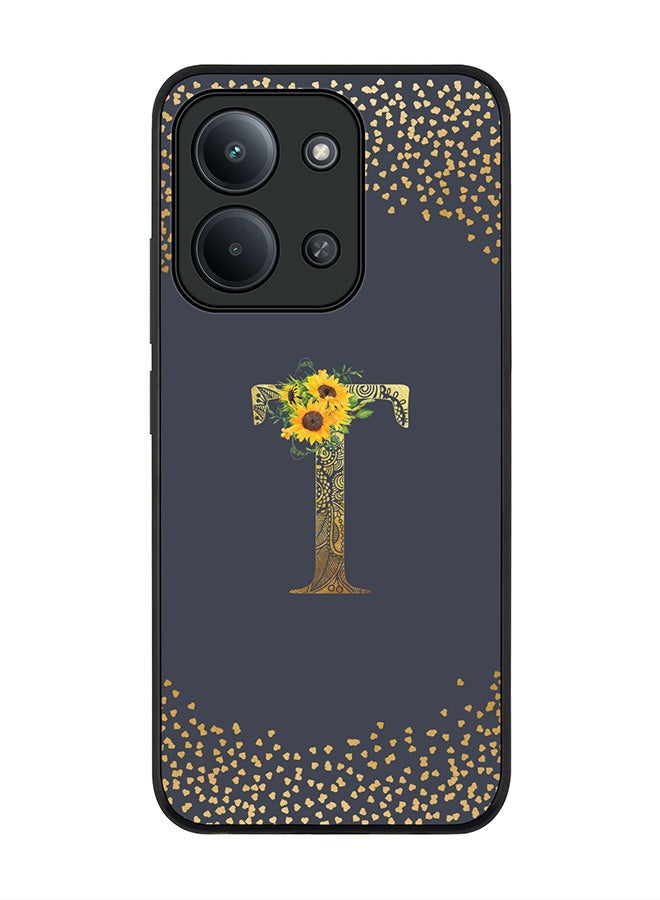 For Xiaomi Poco C85 4G Case,Slim fit Camera Protection, Shockproof Thin Phone cover  - Custom Floral Monogram - T  (Grey )